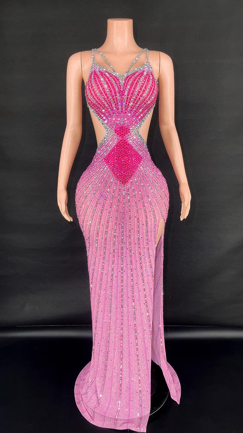 Sling Super Shiny Light Diamond Cinched Bodycon Sleeveless Dress Party