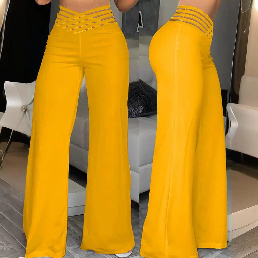 Women's Ribbon High Waist Wide Leg Pants
