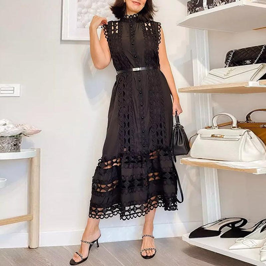 Personality French Embroidery Stitching Dress Women