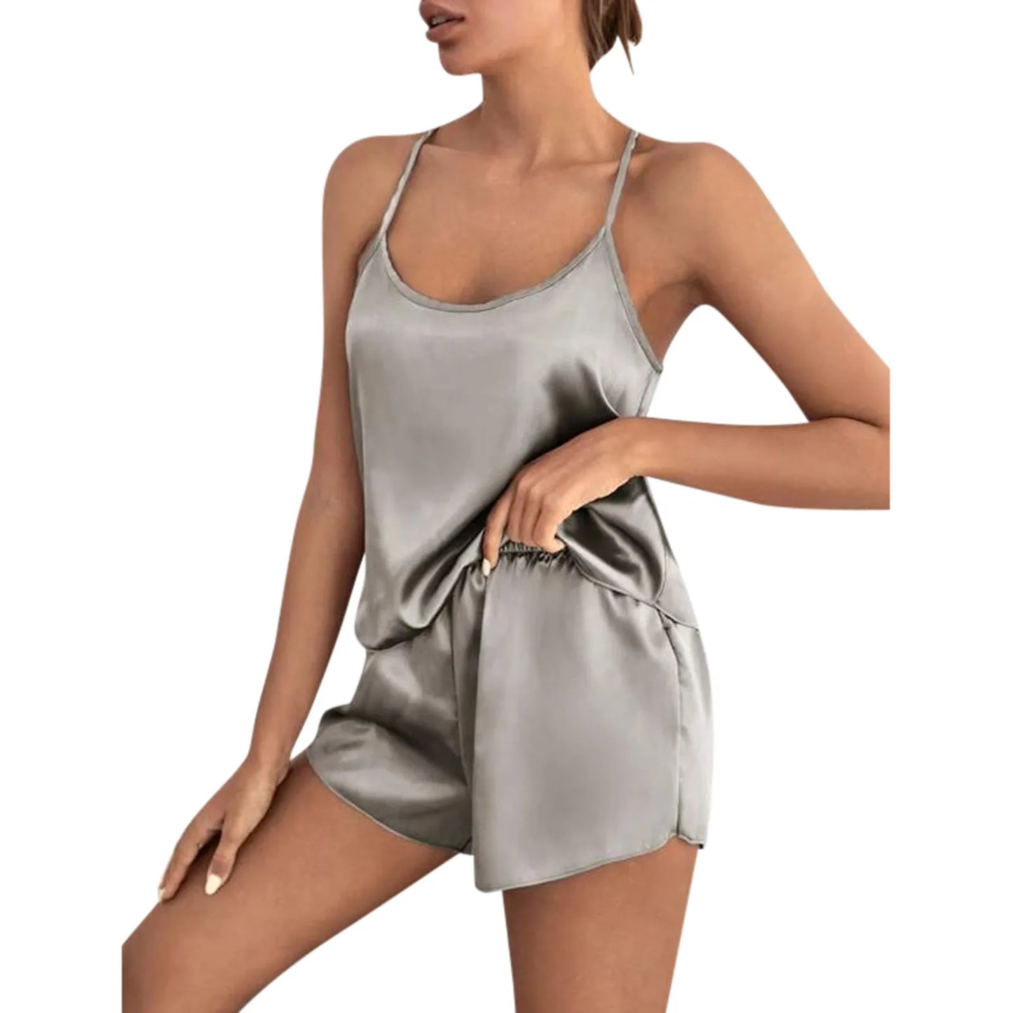 Women's Sexy Silk Satin Ruffled Pajamas Sets