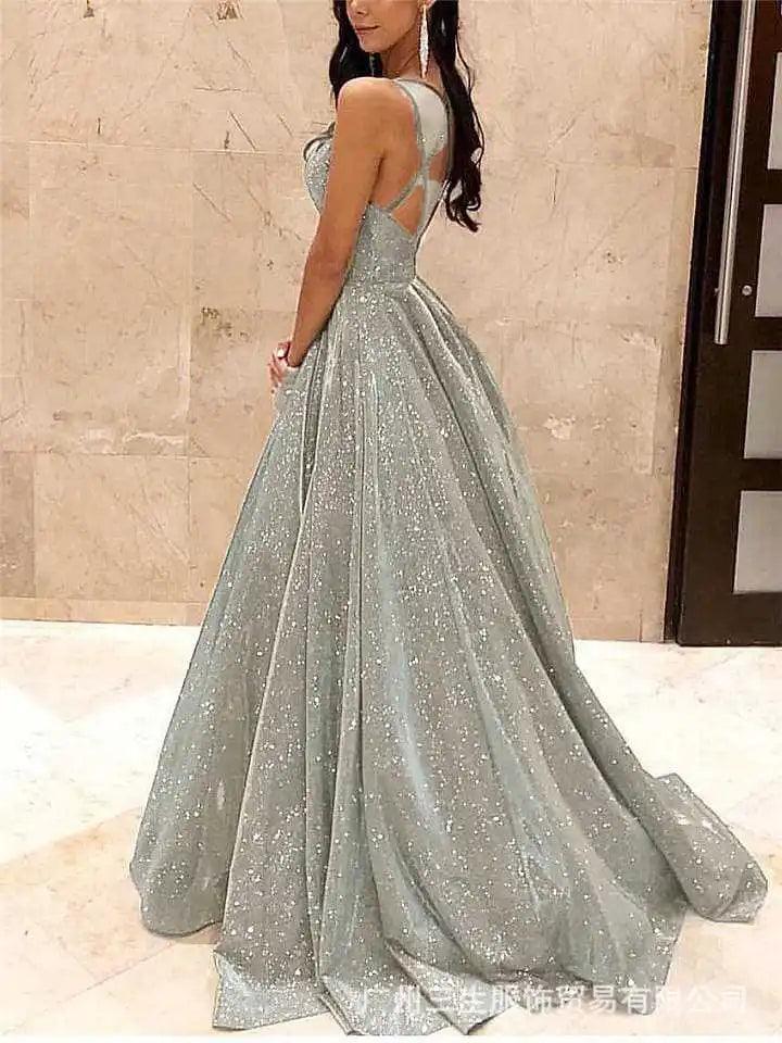 Sleeveless Backless High Waist Sequins Long Dress 2025 Summer Lace Up Maxi Vestidos Floor Length