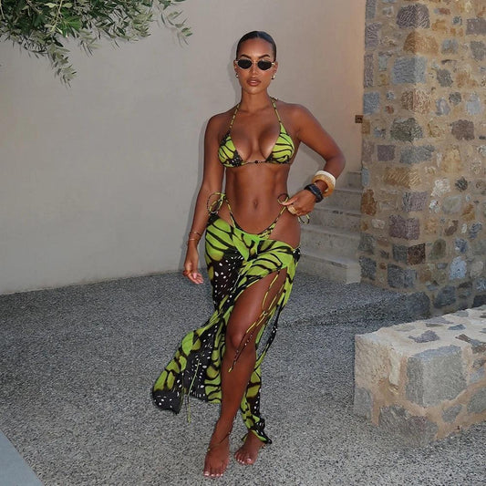 Sexy 3 Pieces Swimsuit For Women Print Swimwear Brazilian Bikini Set