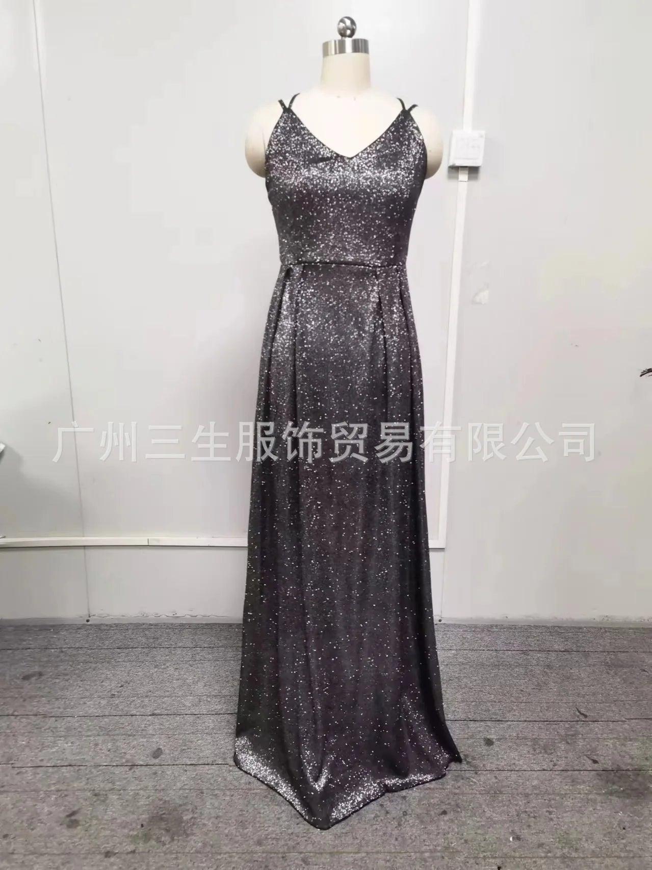 Sleeveless Backless High Waist Sequins Long Dress 2025 Summer Lace Up Maxi Vestidos Floor Length
