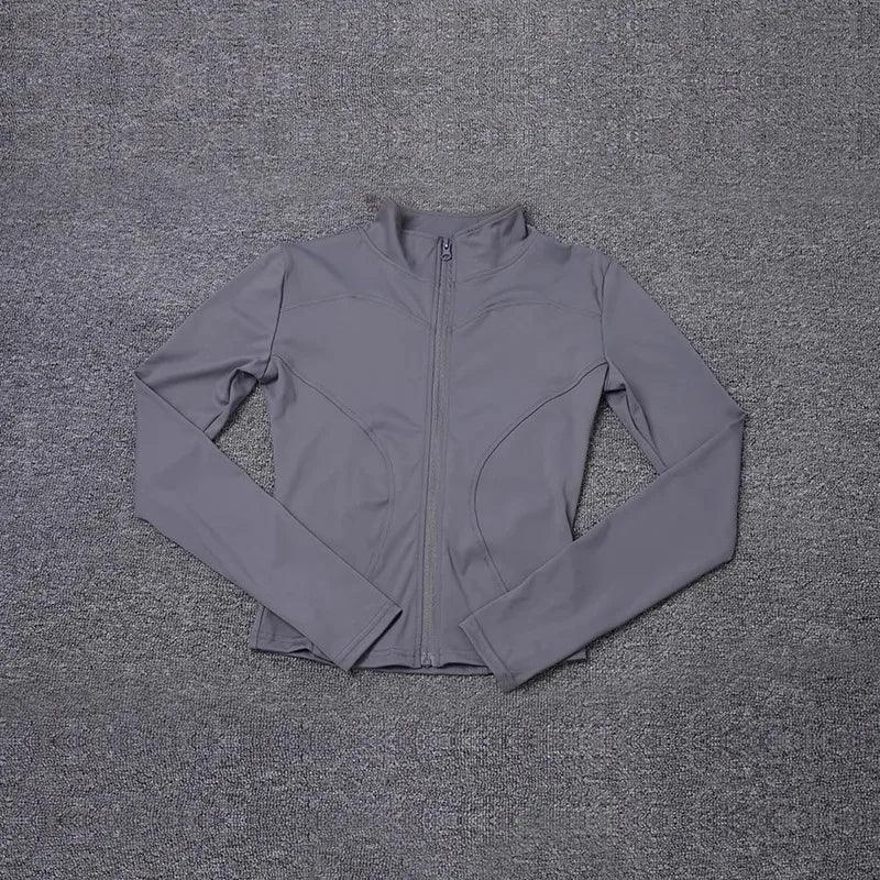 سترة رياضية نسائية بأكمام طويلة وقميص ومعطف للتمرين في صالة الألعاب الرياضية