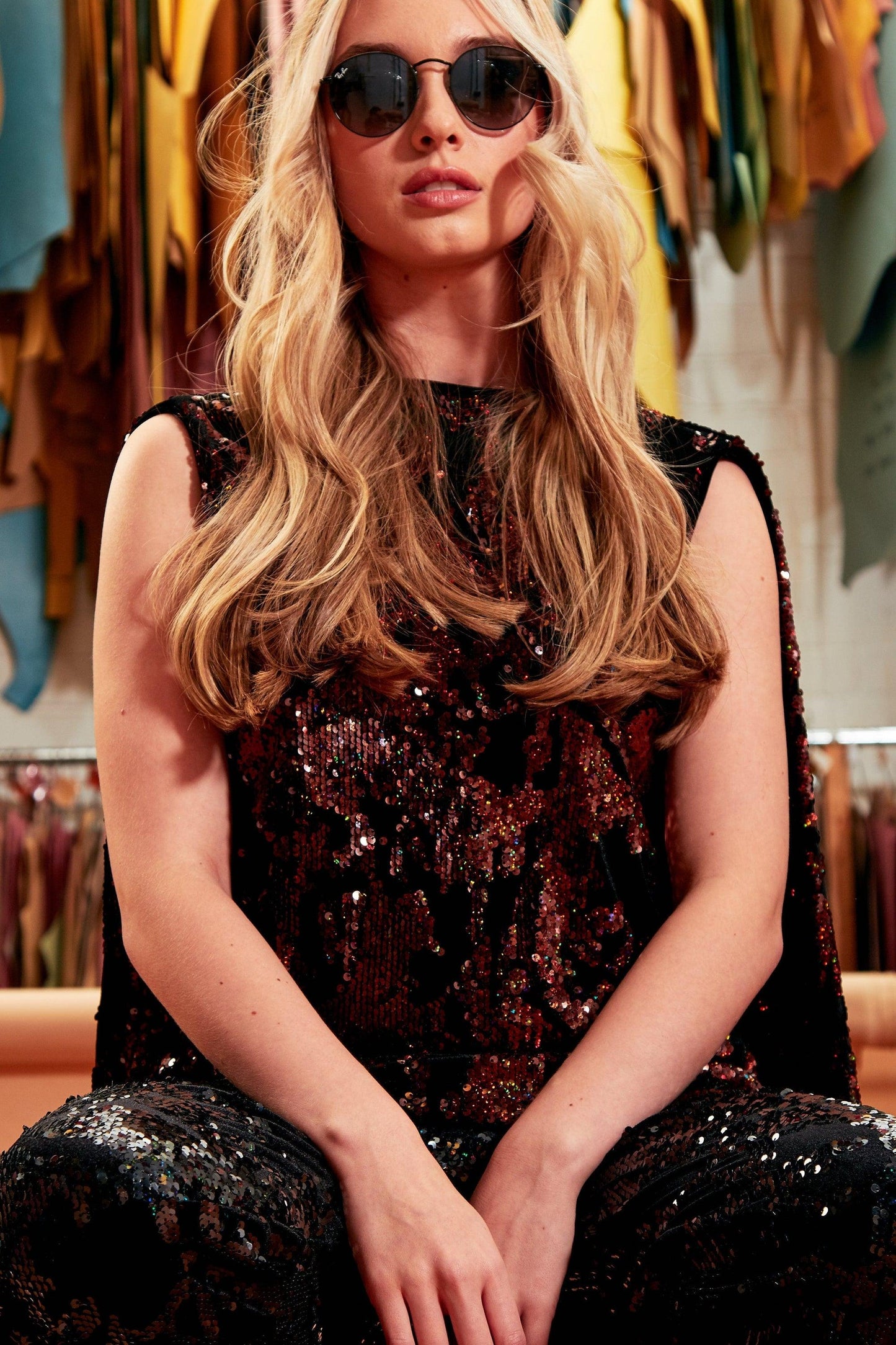 Made in the United Kingdom- Sparkly Brown Tie Back Top