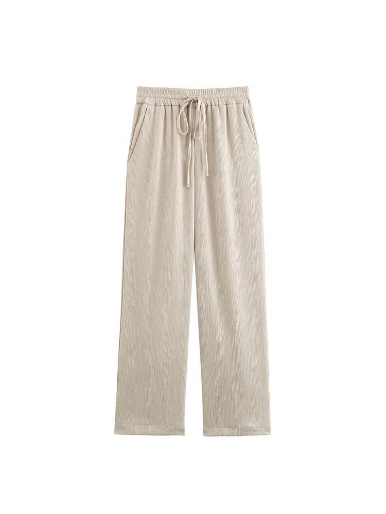 Blazer Coat Pants Set Long Sleeve Double Breasted Blazer + Wide Leg Trousers Lady Office