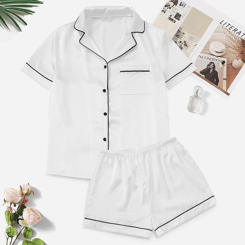 طقم بيجامات ساتان نسائي