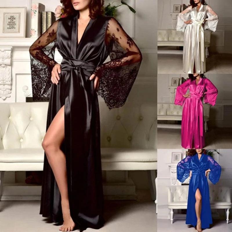 Long Sleeve Silk Maxi Sleepwear