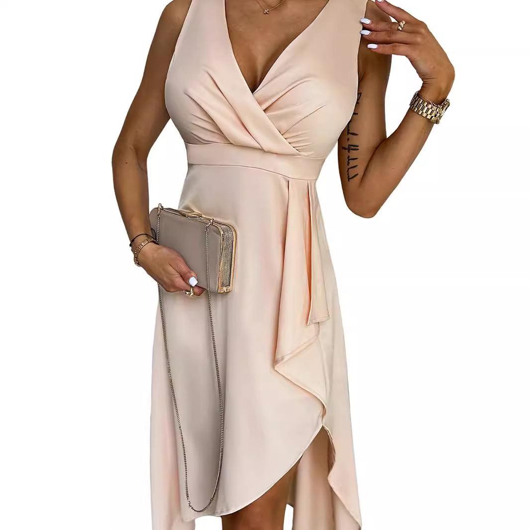 Summer new solid color slim-fit dress female fashion