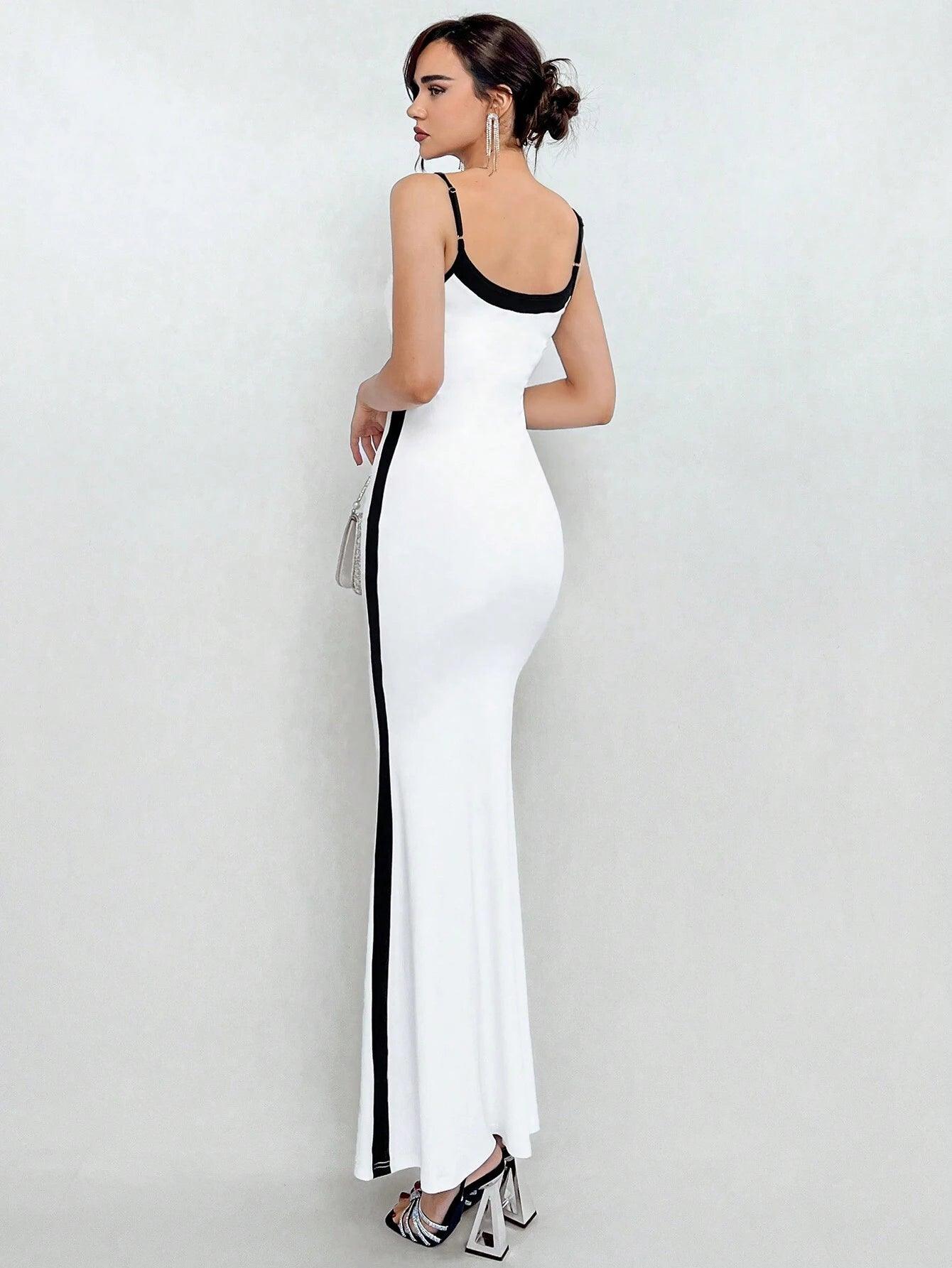 Aloruh Color Block Mermaid Hem Cami Dress