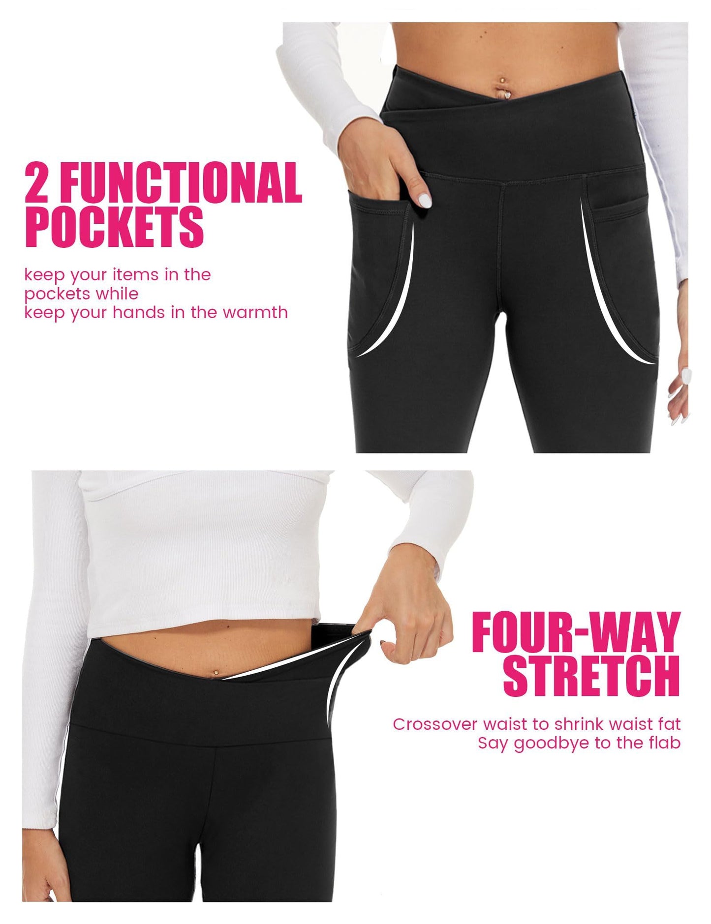 Flared Pants - Cropped Cross Waist Pockets Polyester Double Mill 2 Coffee Light Apricots