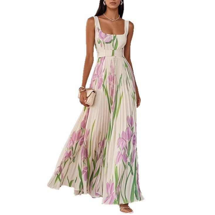 Pleated Printing Dress
