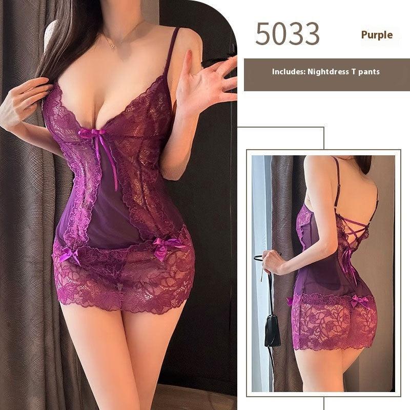 تنورة سرير شفافة من الدانتيل الفارغة من Pure Desire Sling
