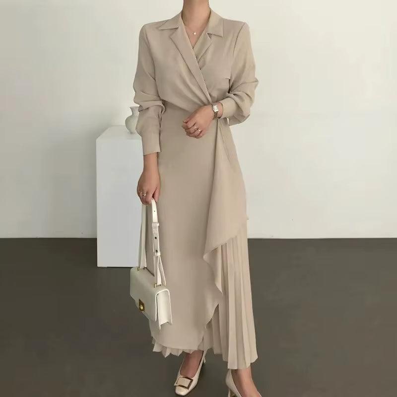 Dresses for Women  Pleated Formal Elegant Shirt Long Dress Office Lady