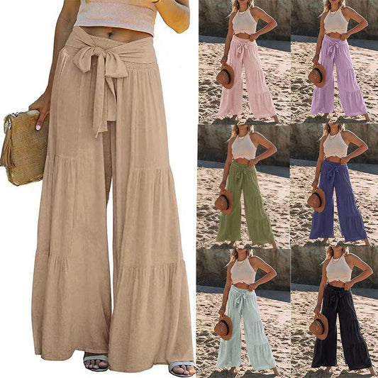 high-waisted pleated wide-leg pants casual loose pants