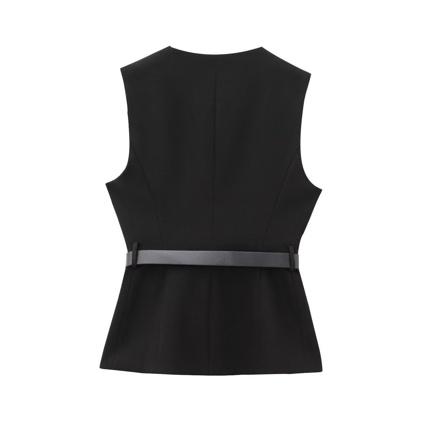 Belt Simple Sleeveless Shirt