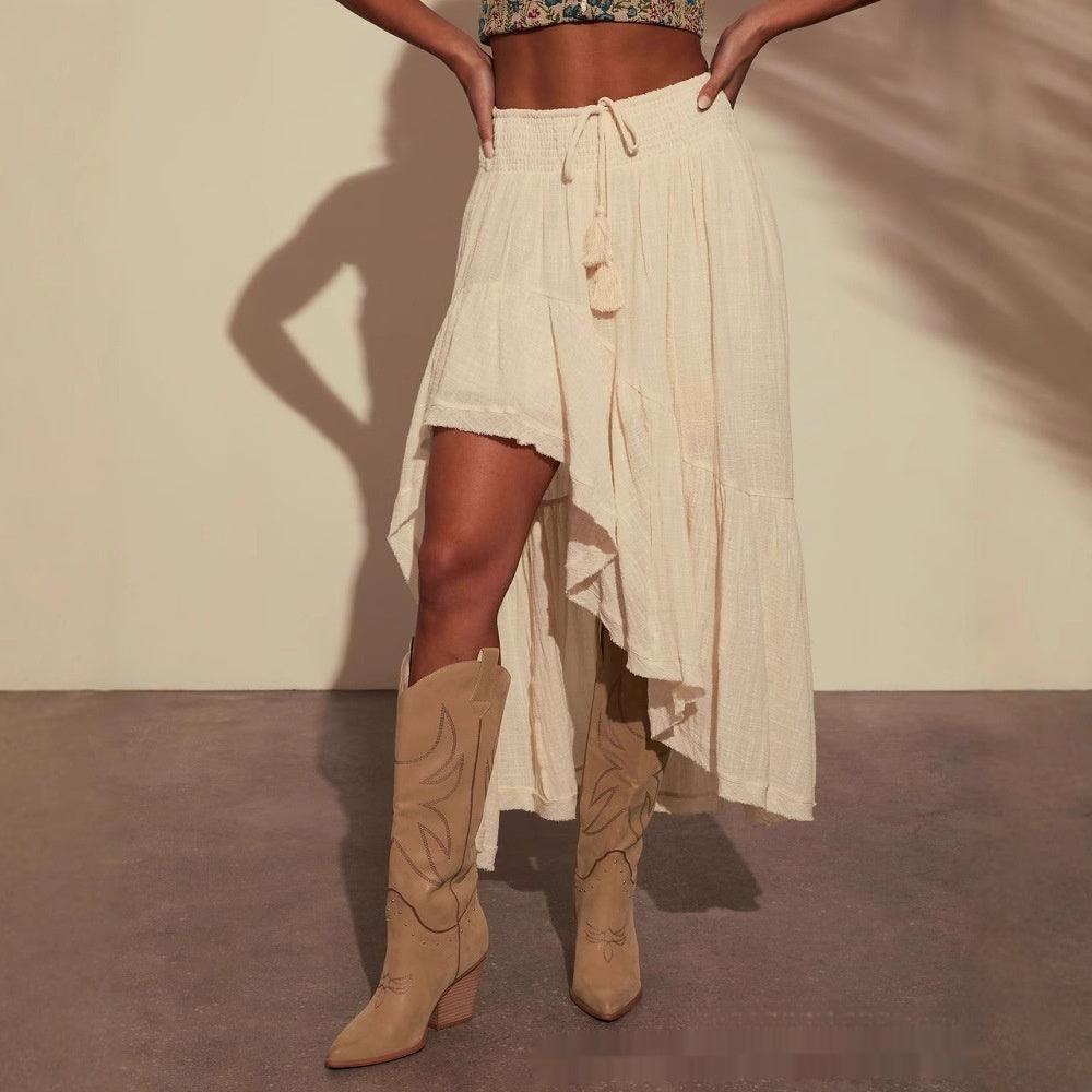 Asymmetric Stitching Elastic High Waist Skirt