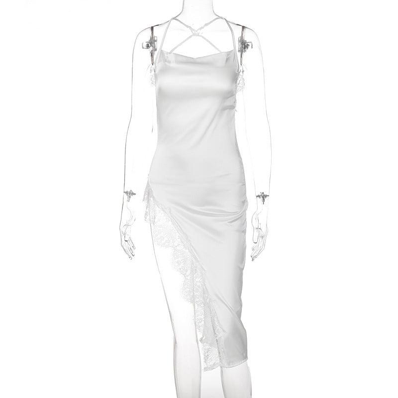 Women summer fashion backless slim lace halter dress women