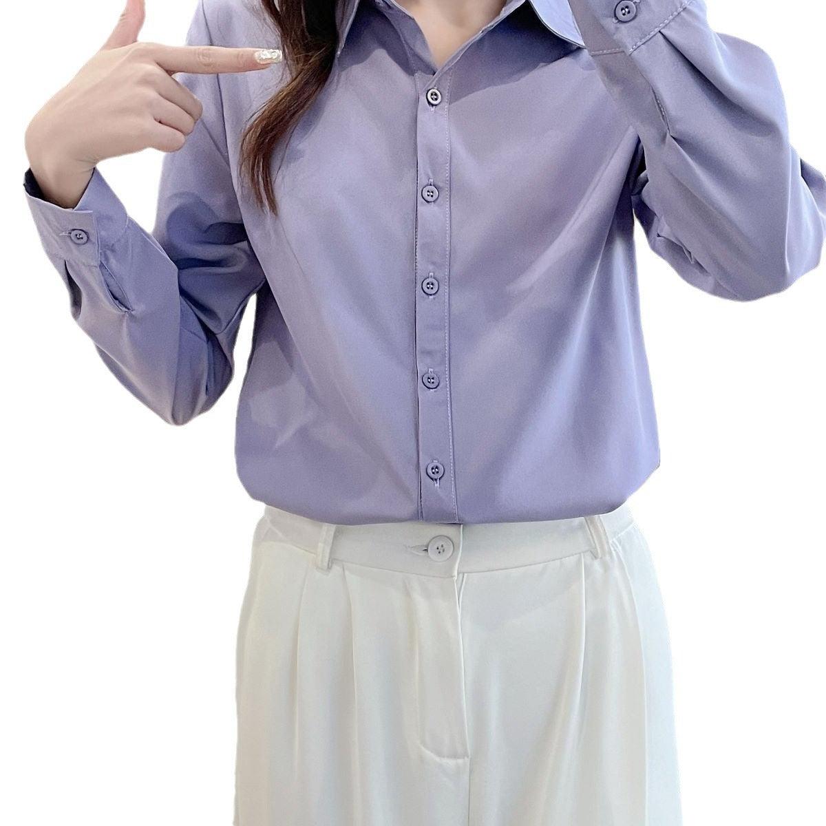 New shirt female long sleeve shirt blouse female version slim solid color