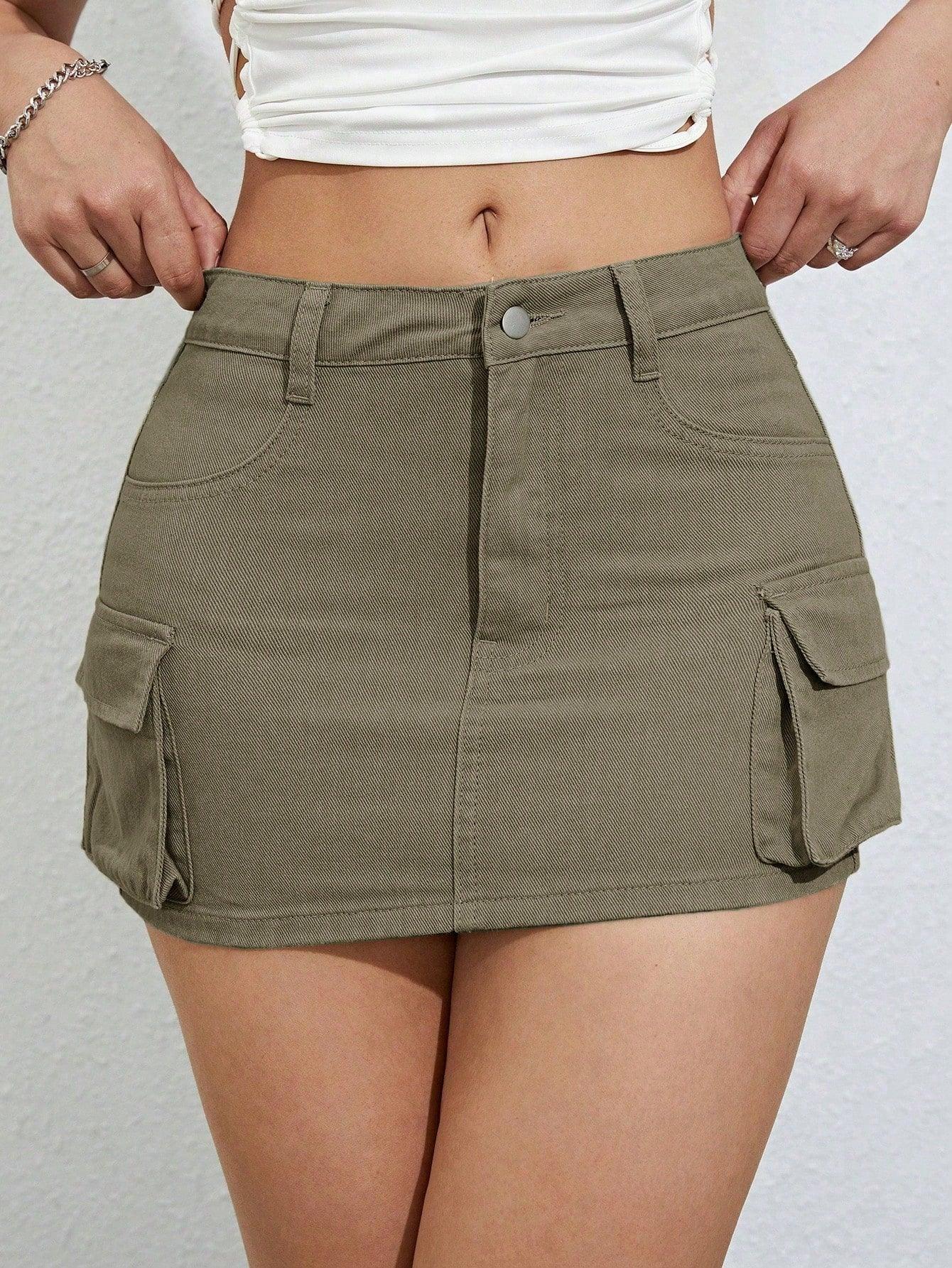 ICON Flap Pocket Side Cargo Denim Skirt