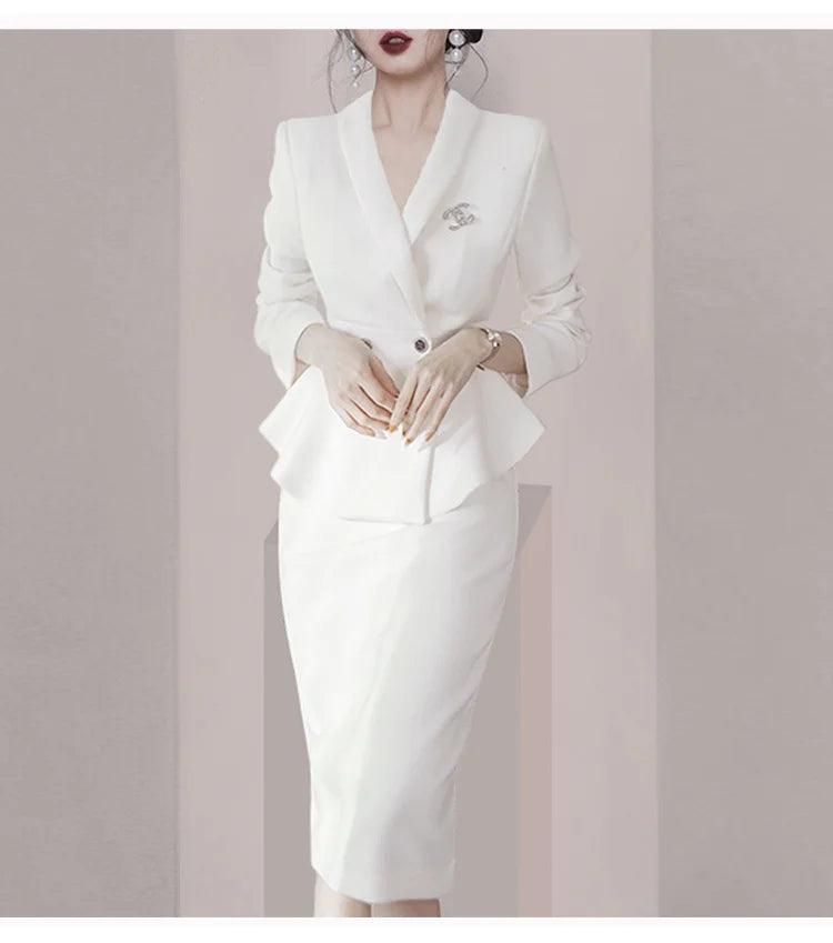 Elegant Office Ladies Dress Suits 2 Two Piece Sets Clothes Outfits Female Work