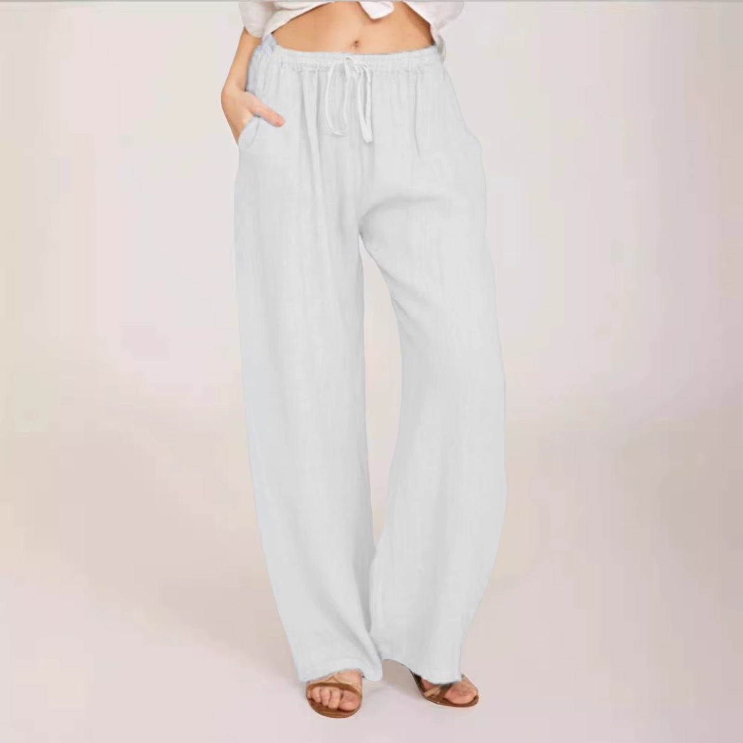 Dropshipping Cargo Pants Women Pants Strong Elastic Wide Leg Trousers Female Soft Joggers Sports Drawstring Straight Sweatpants