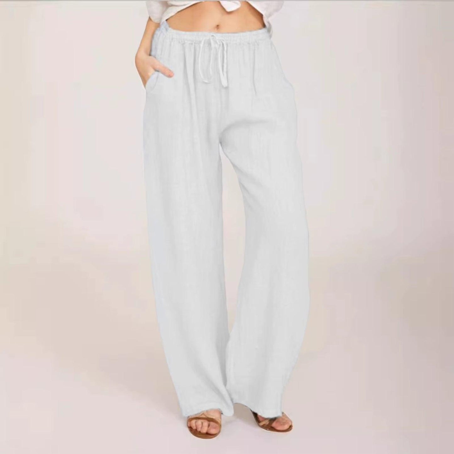 Dropshipping Cargo Pants Women Pants Strong Elastic Wide Leg Trousers Female Soft Joggers Sports Drawstring Straight Sweatpants