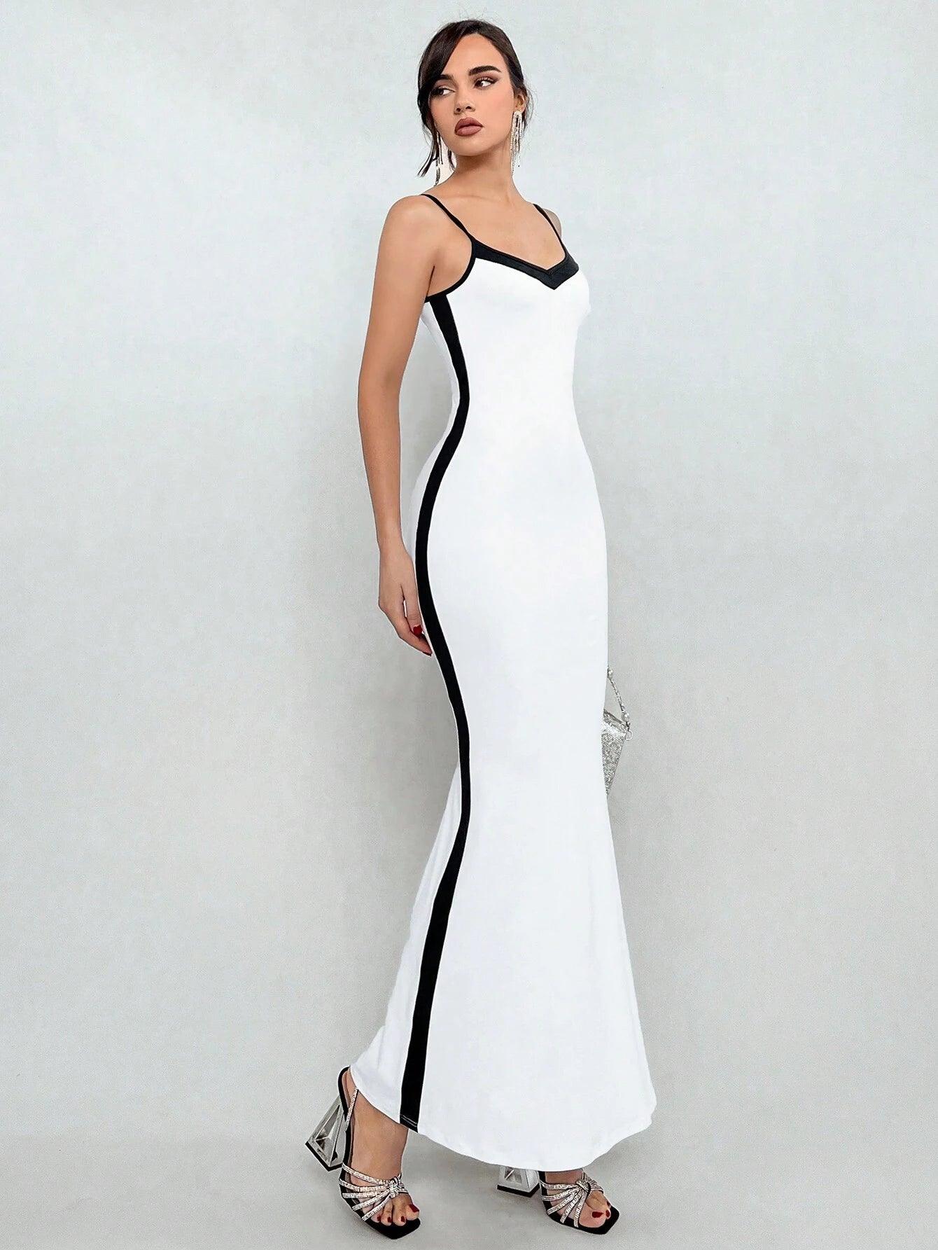 Aloruh Color Block Mermaid Hem Cami Dress