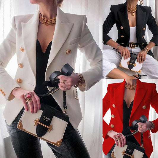 women's slim solid color fashion casual suit short jacket woman