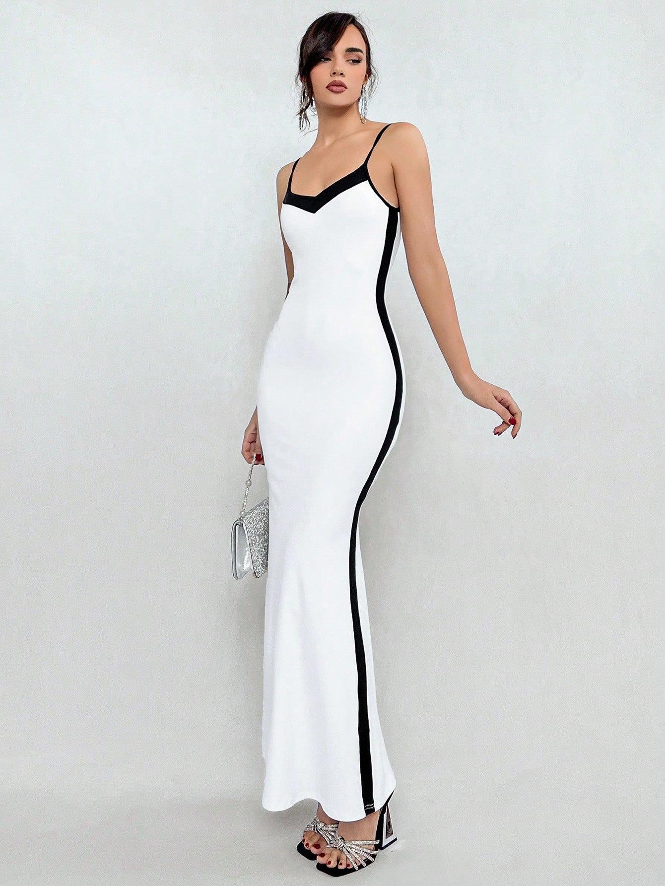 Aloruh Color Block Mermaid Hem Cami Dress