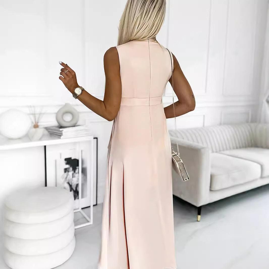 Summer new solid color slim-fit dress female fashion
