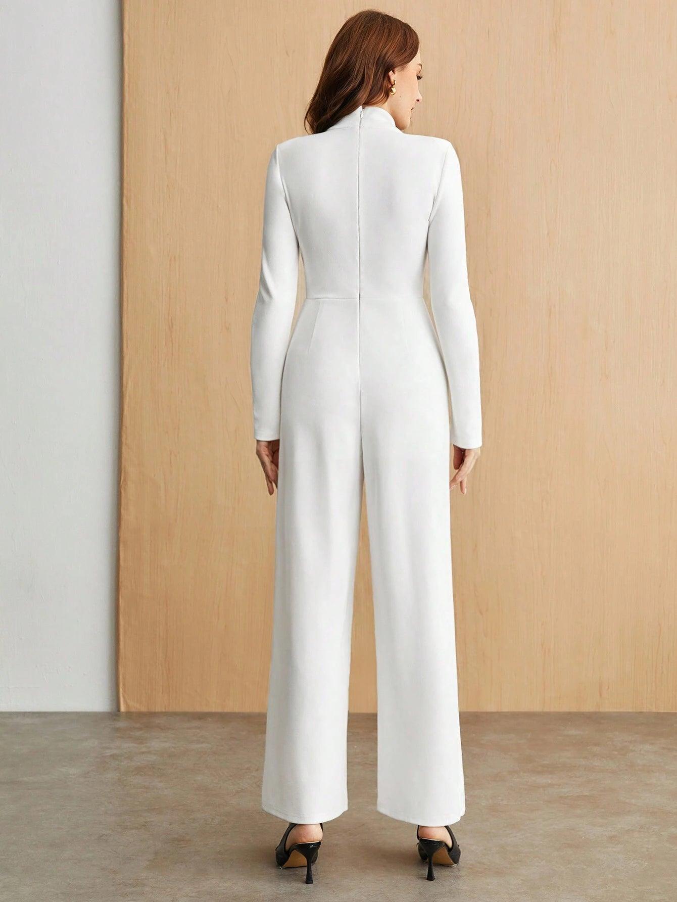 Bizchic Women'S Hollow Out Collar Jumpsuit without Waist Belt