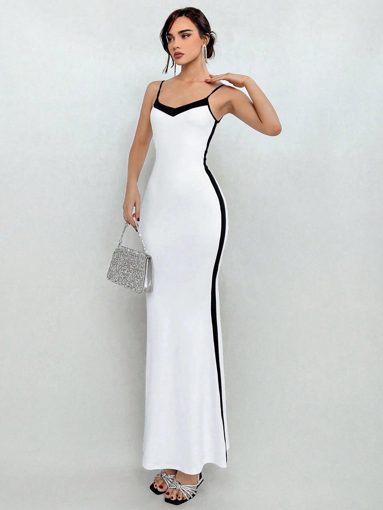 Aloruh Color Block Mermaid Hem Cami Dress