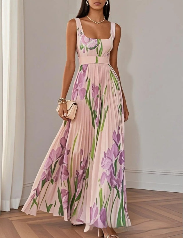 Pleated Printing Dress