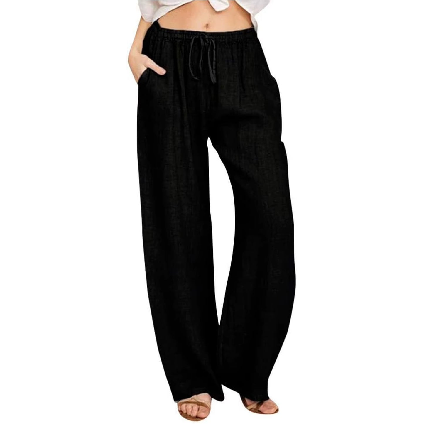 Dropshipping Cargo Pants Women Pants Strong Elastic Wide Leg Trousers Female Soft Joggers Sports Drawstring Straight Sweatpants