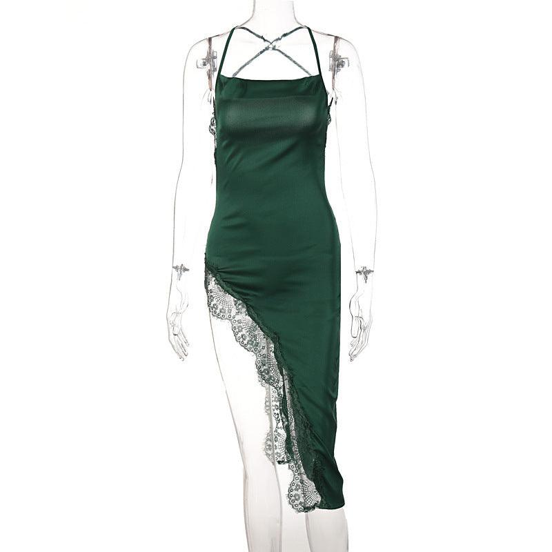 Women summer fashion backless slim lace halter dress women