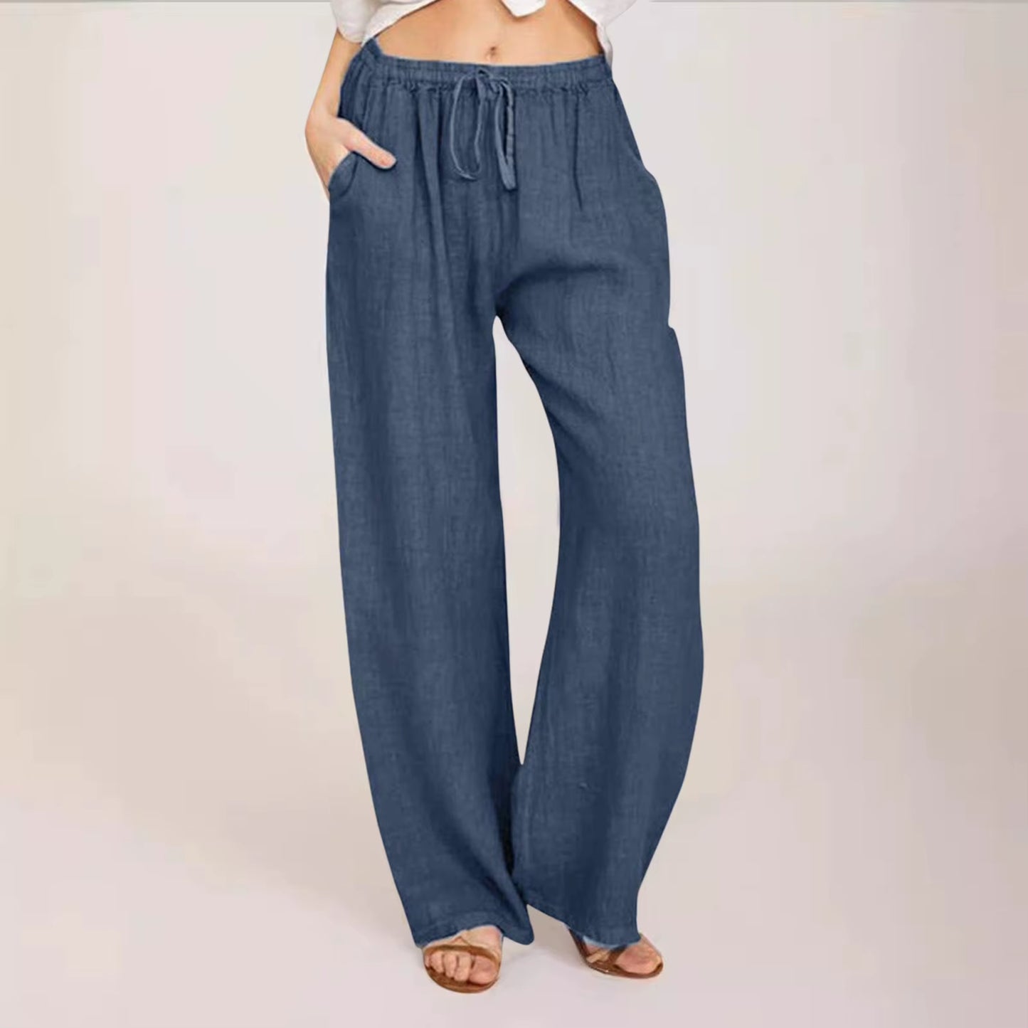 Dropshipping Cargo Pants Women Pants Strong Elastic Wide Leg Trousers Female Soft Joggers Sports Drawstring Straight Sweatpants
