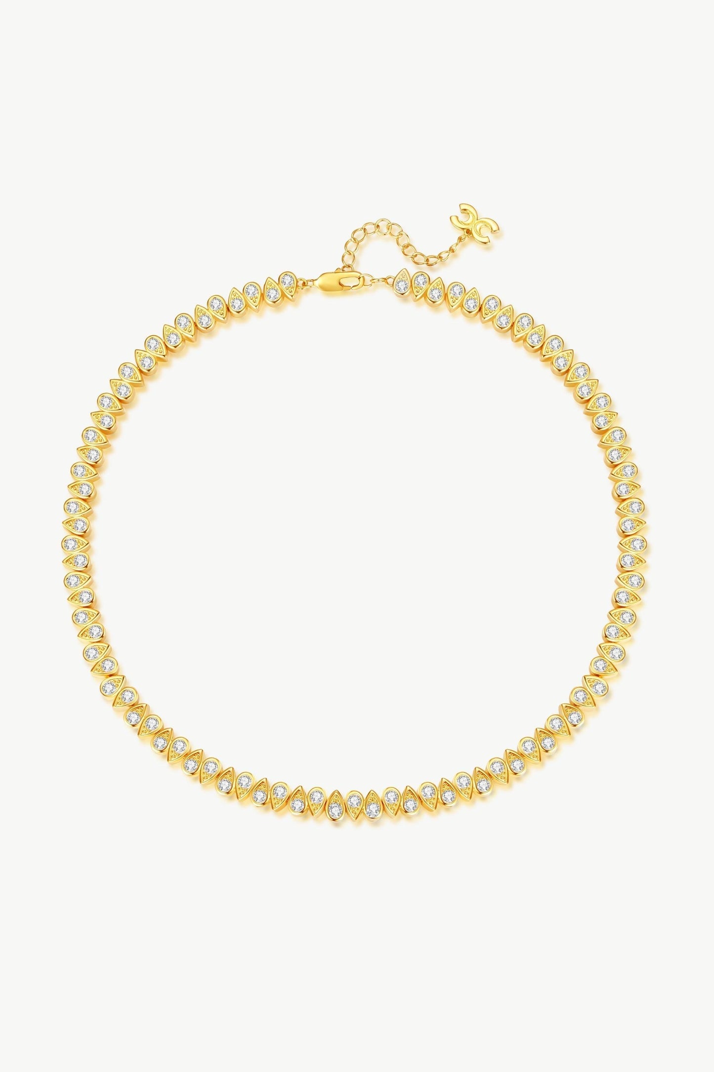 Gold Tear Shaped Zirconia Tennis Choker Necklace