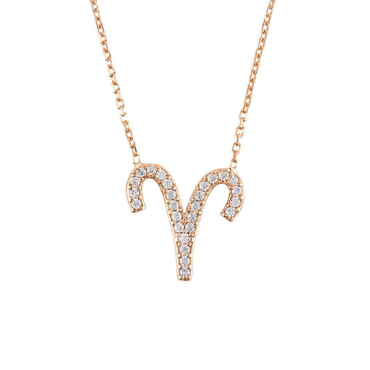 Zodiac Star Sign Pendant Necklace Rose Gold Aries