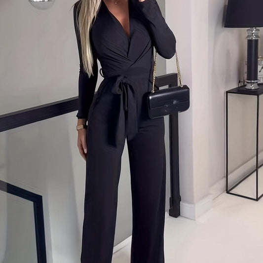 Slim Fit Sexy V-neck Long Sleeved Slimming Jumpsuit