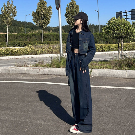 Wide Leg Jeans Two-piece Suit