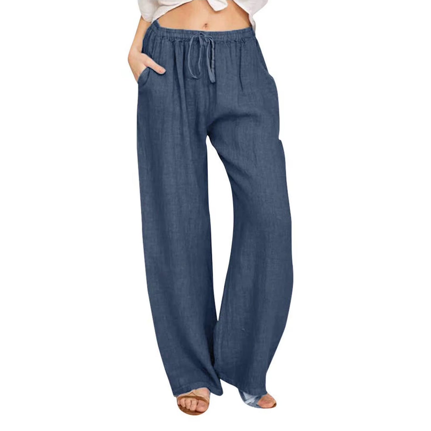 Dropshipping Cargo Pants Women Pants Strong Elastic Wide Leg Trousers Female Soft Joggers Sports Drawstring Straight Sweatpants