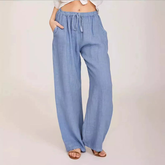 Dropshipping Cargo Pants Women Pants Strong Elastic Wide Leg Trousers Female Soft Joggers Sports Drawstring Straight Sweatpants