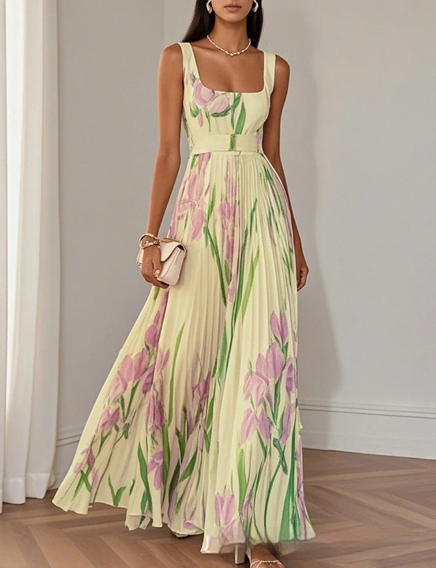 Pleated Printing Dress