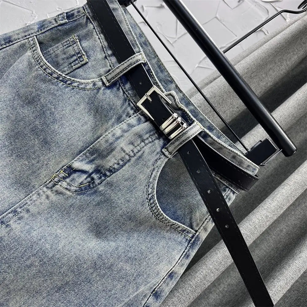 Female Jeans Skirts High Waist Fringe Midi Irregular Women's