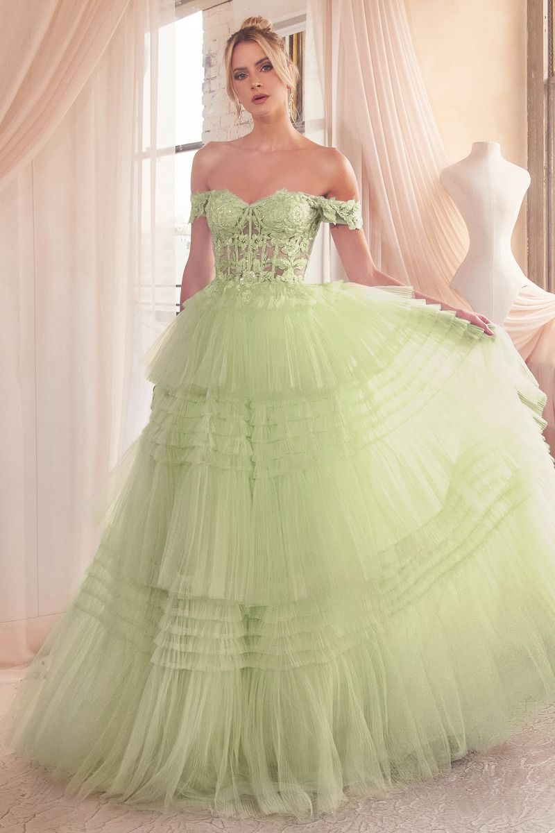 Pleated Tulle Ball Gown-3