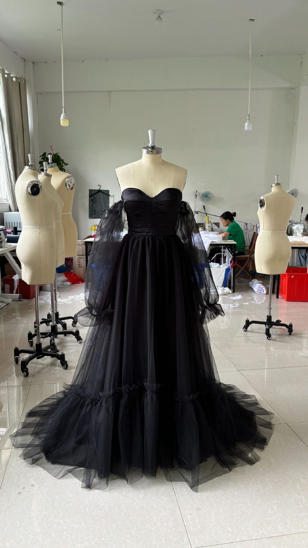 Women's Long Sleeve Transparent Lace Black DRESS