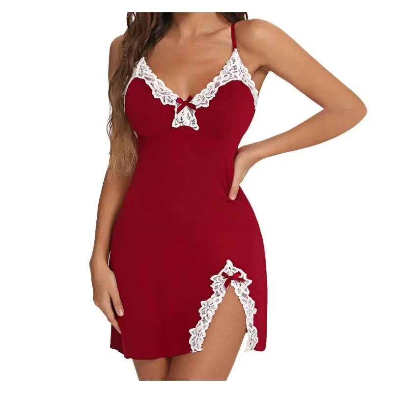 Nightdress Sexy Lace Chemise Bow Nightgown Sleepwear