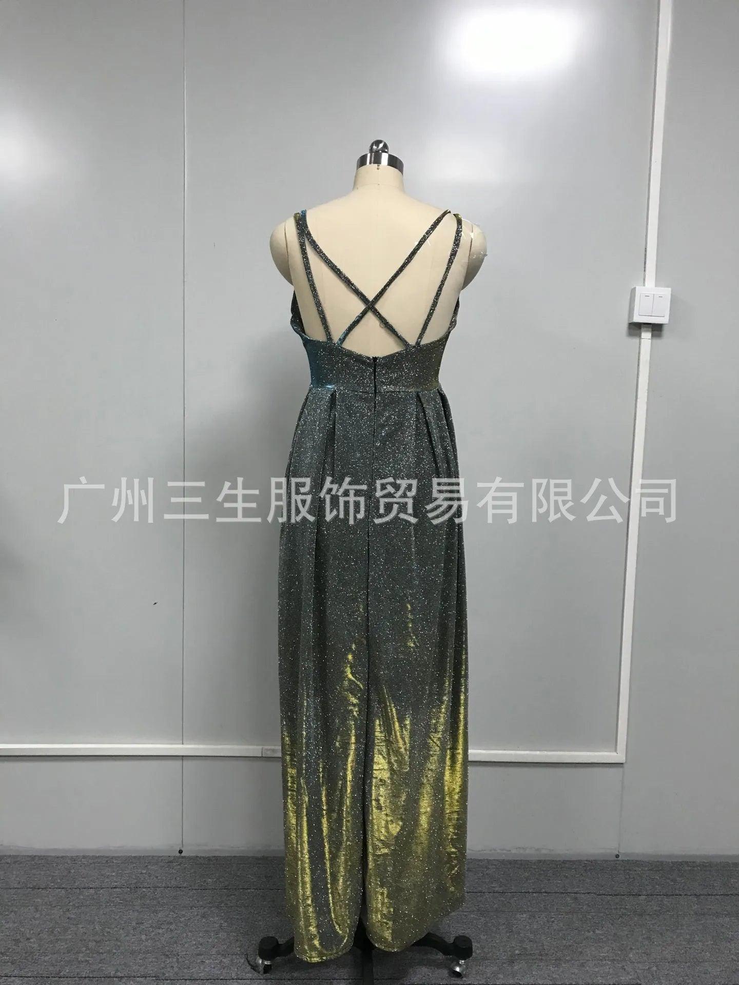 Sleeveless Backless High Waist Sequins Long Dress 2025 Summer Lace Up Maxi Vestidos  Floor Length