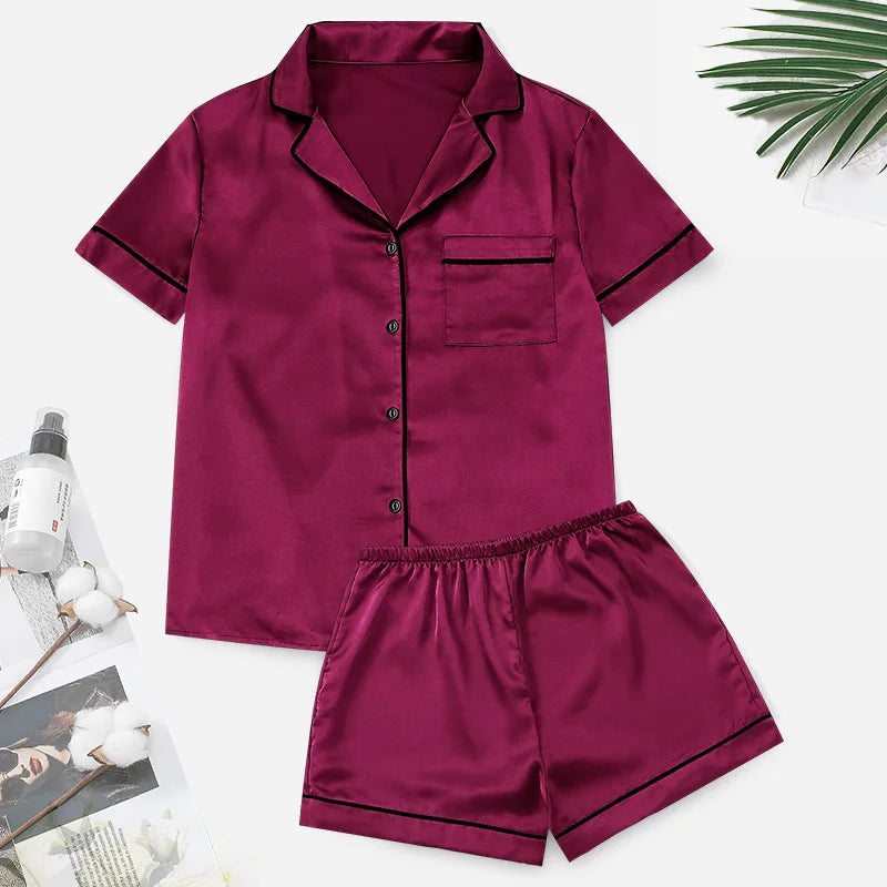 Satin Female Pajamas Set